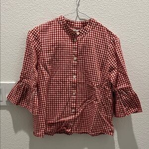 Madewell Red & White Gingham Button-Down Shirt